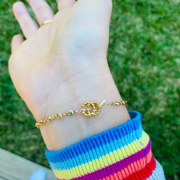 Gucci Running GG 18K Gold Multi-Stone Bracelet NWT - Picture 6 of 16
